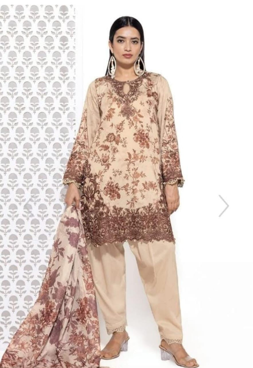 Khaadi Unstitched embroidered Lawn suit-7940
