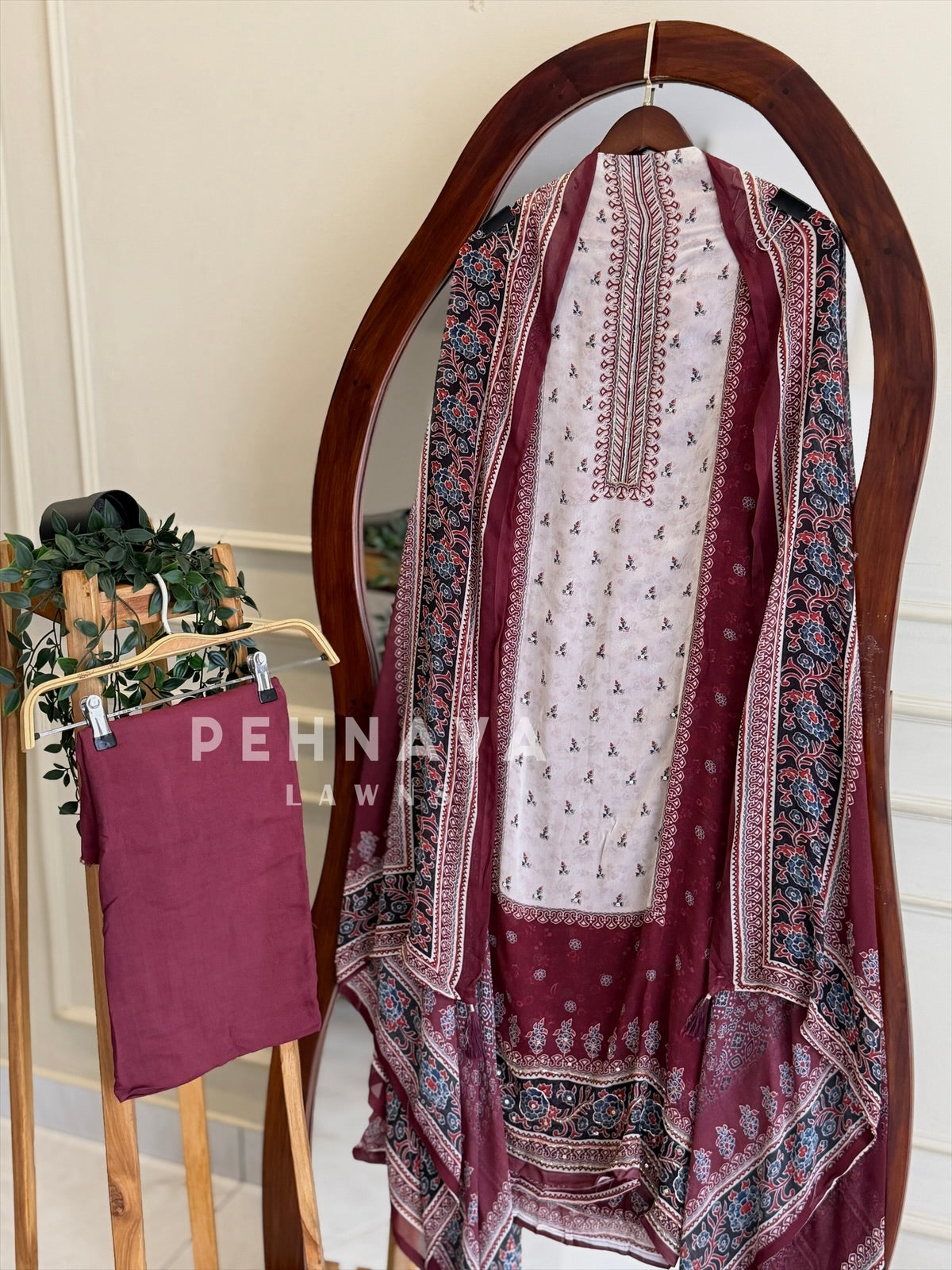 Ajrakh Panel Printed Suit Set
