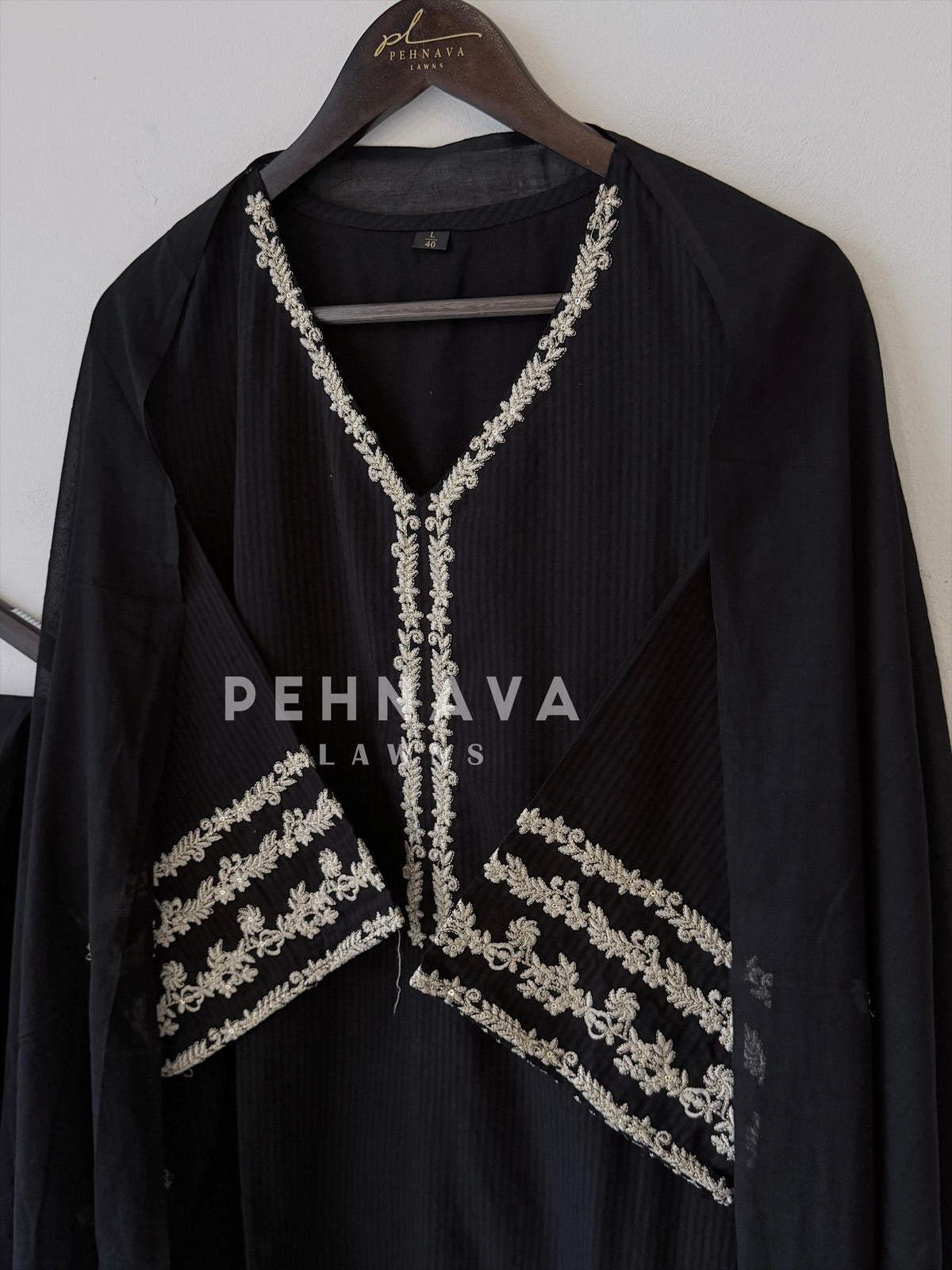 Cotton Embroidered Three Piece Suit-1001