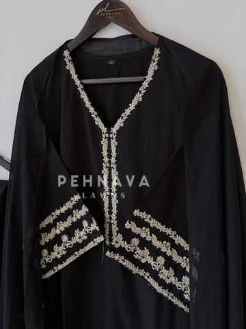 Cotton Embroidered Three Piece Suit-1001