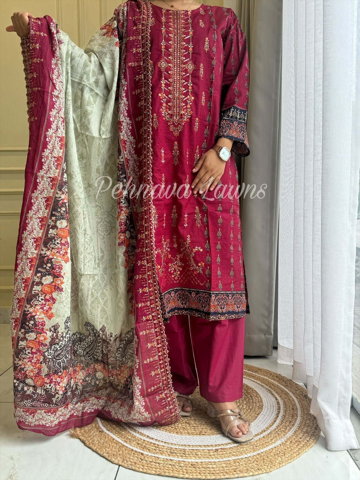 Cotton Embroidered Suit Ft.Cotton Duppatta-3537
