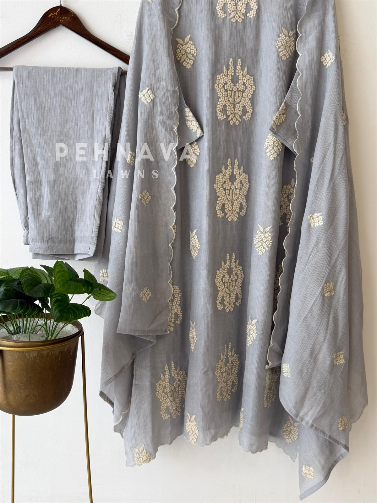 Scallop Embroidered Suit-4169 - Pehnava Lawns