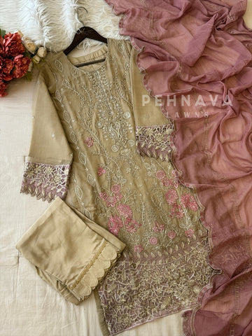 Floral Embroidered Chiffon Suit 6454 - Pehnava Lawns
