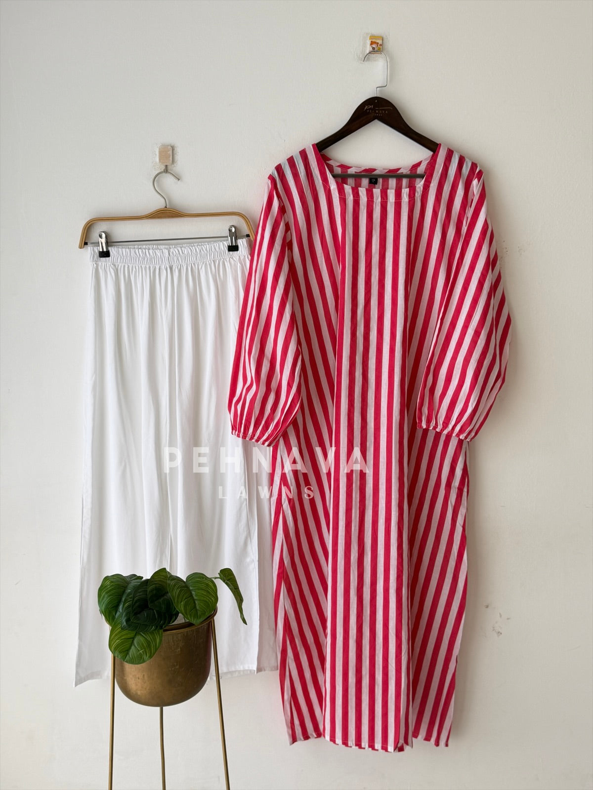 Back Tie-Up Striped Co-ord Set-cw 022