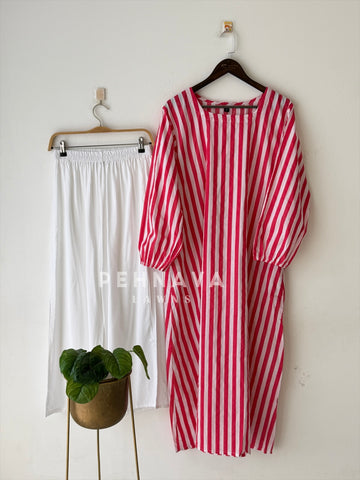 Back Tie-Up Striped Co-ord Set-cw 022