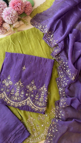 Pure Mulchandheri handworked Un-stitched suit-1628