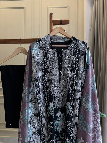 Embellished Floral Cotton Suit-3