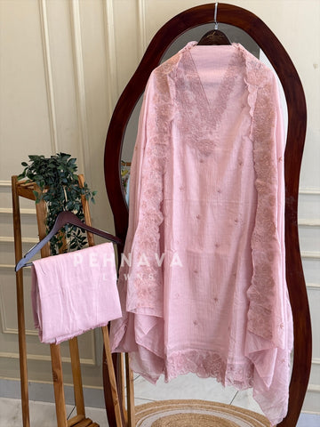 Chanderi Floral Embroidered Unstitched Suit 1160SK