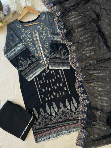 Black Mirage Embroidered Suit Set