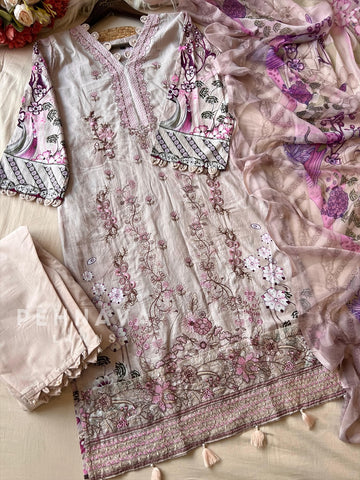 Floral Embroidered Cotton Suit -4108