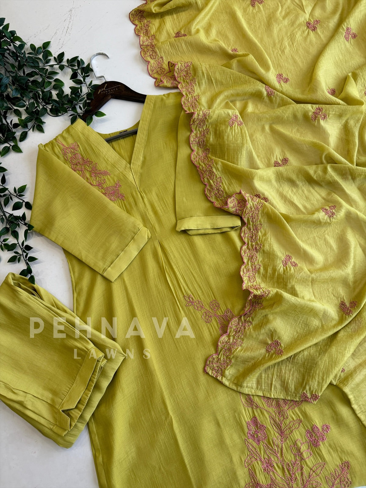 Mul Chanderi Embroidered Suit