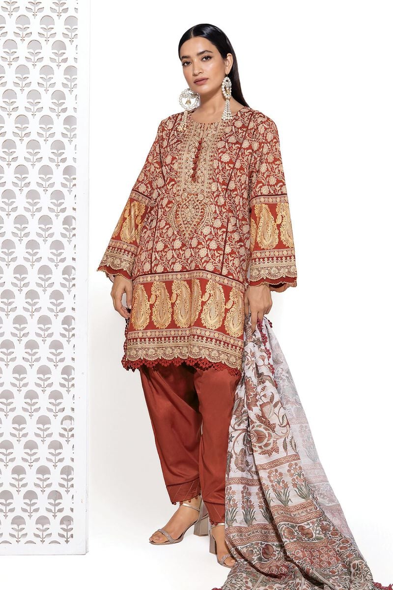 Khaadi Unstitched embroidered Lawn suit-7936