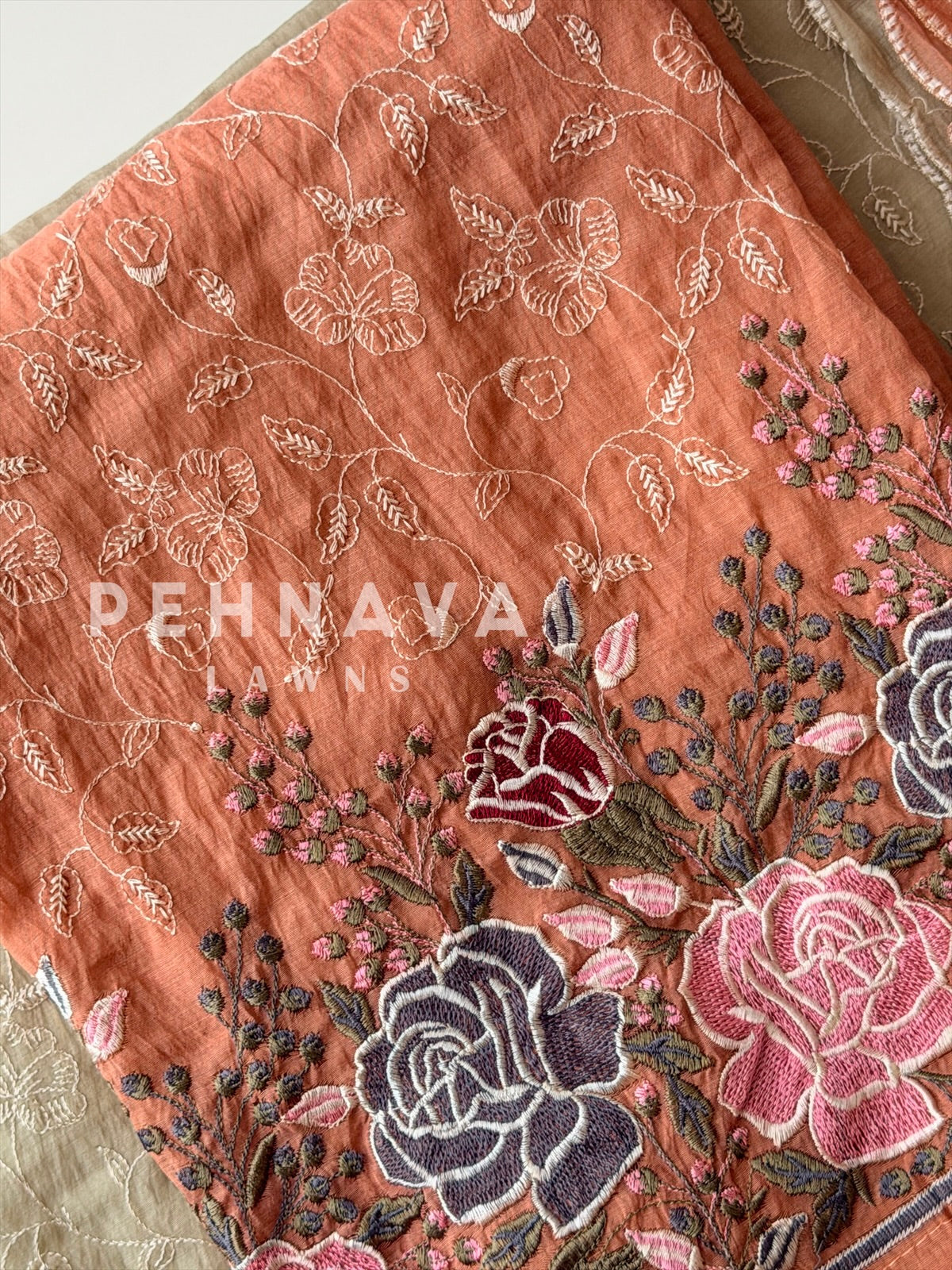 Heavy Embroidered Unstitched Chanderi Suit