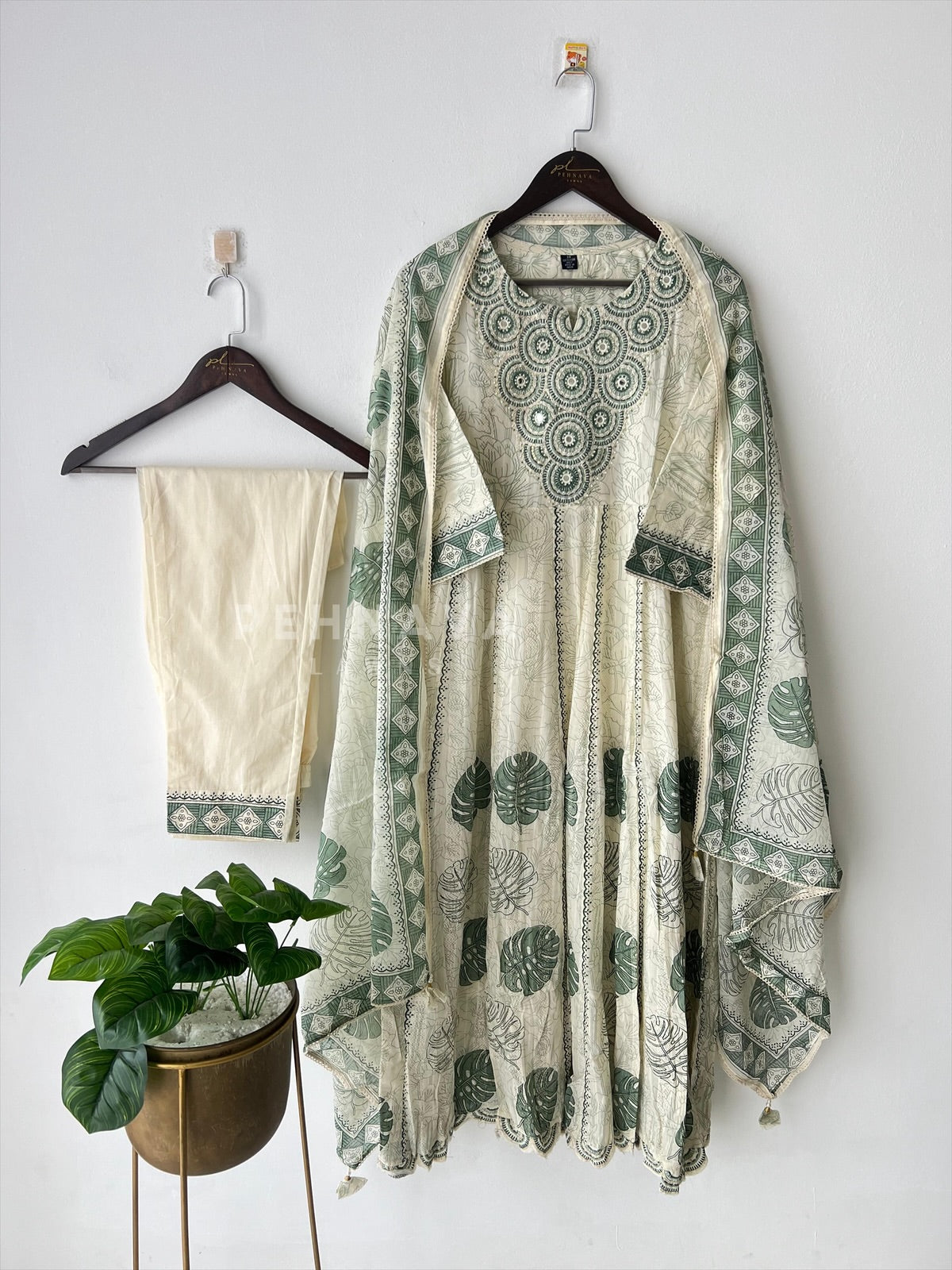 Pure cotton embroidered Anarakali suit - Pehnava Lawns