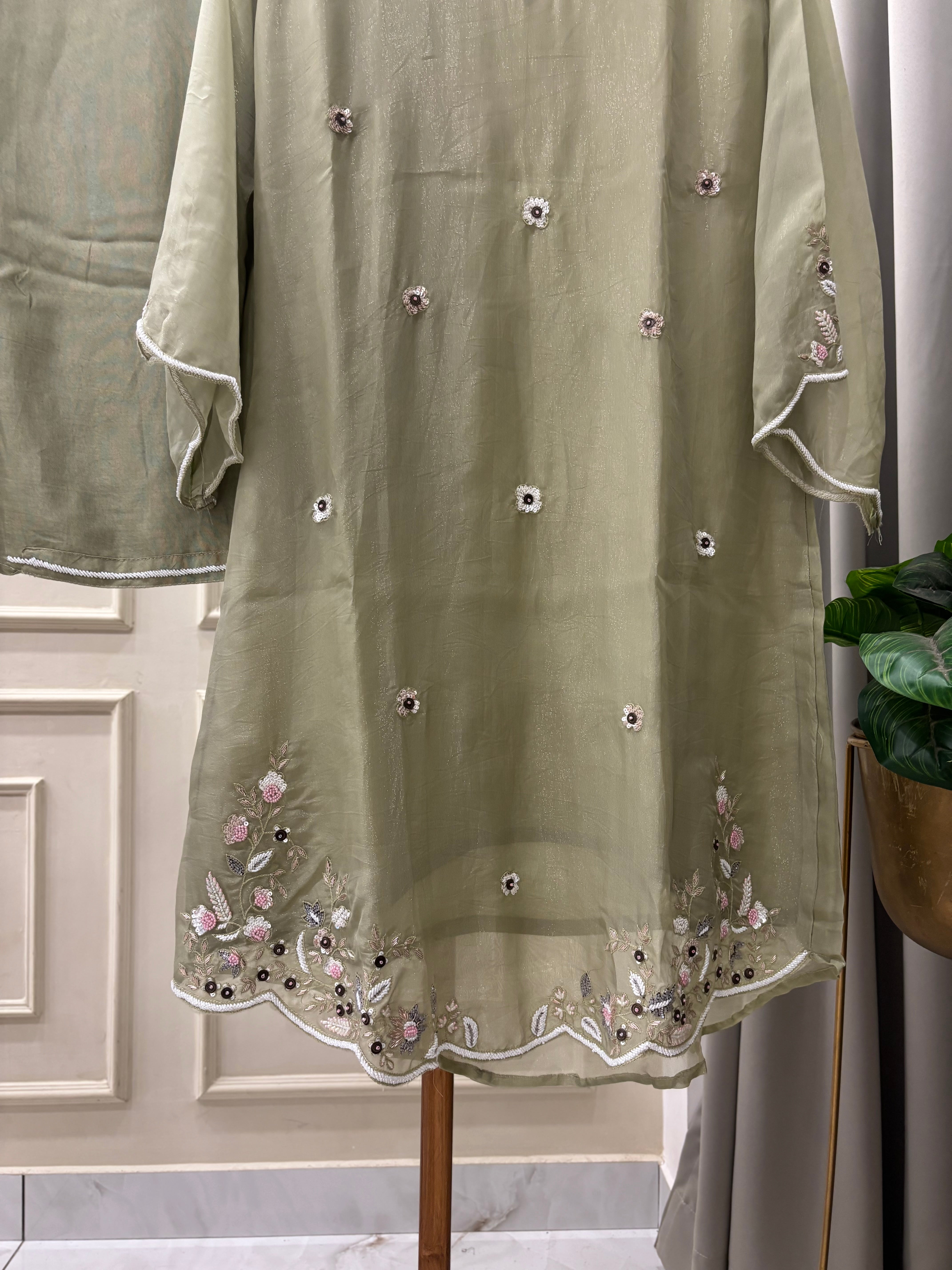 Indo-Western Hand-worked 2pc suit-6398