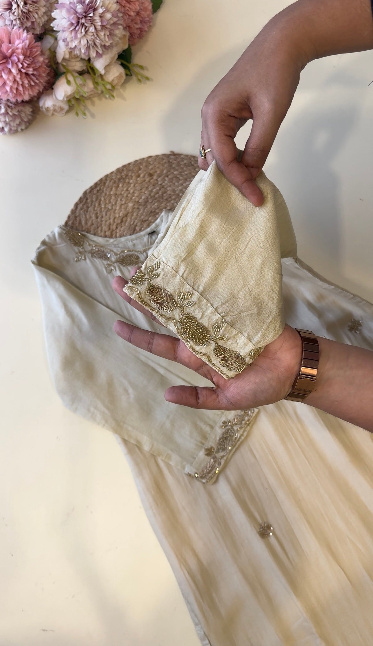 Silk Handworked straight cut suit