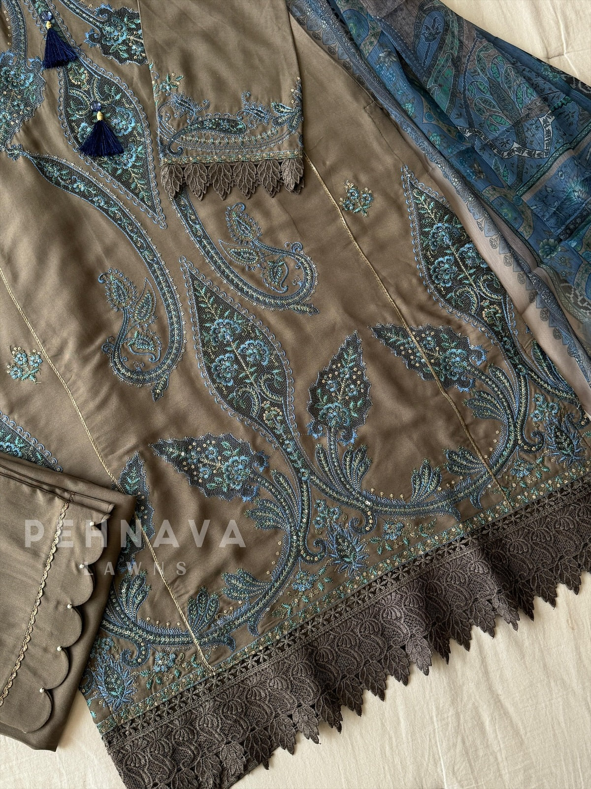 Floral Embroidered Rayon Suit