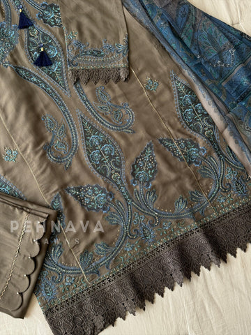 Floral Embroidered Rayon Suit