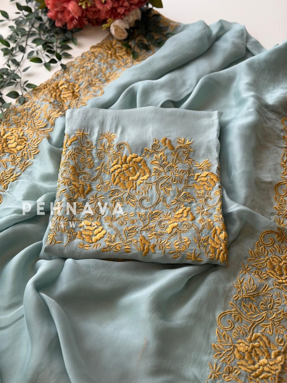 Premium Floral Embroidered Unstitched Suit