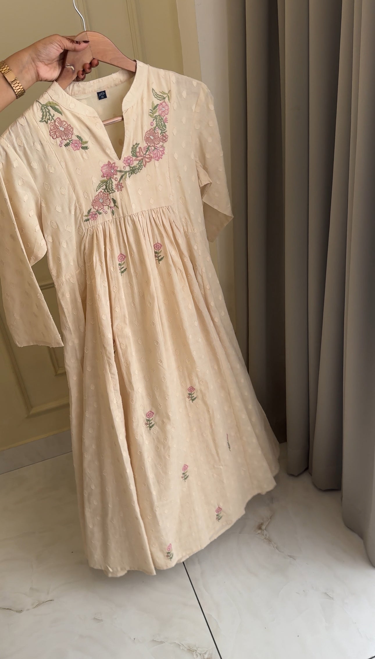 Pure Cotton Self-Embroidered pleated suit-4602