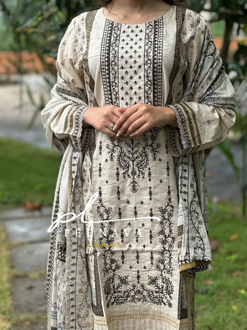 Cotton fully embroidered suit-3536