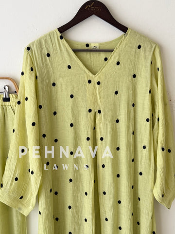 Polka Dot Embroidered Imported Suit-220