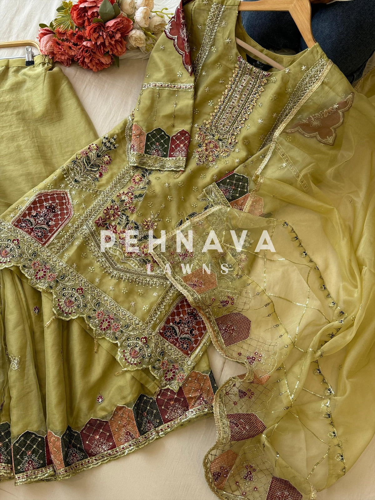 Royal Organza Party wear Embellished Suit 5187 - Pehnava Lawns