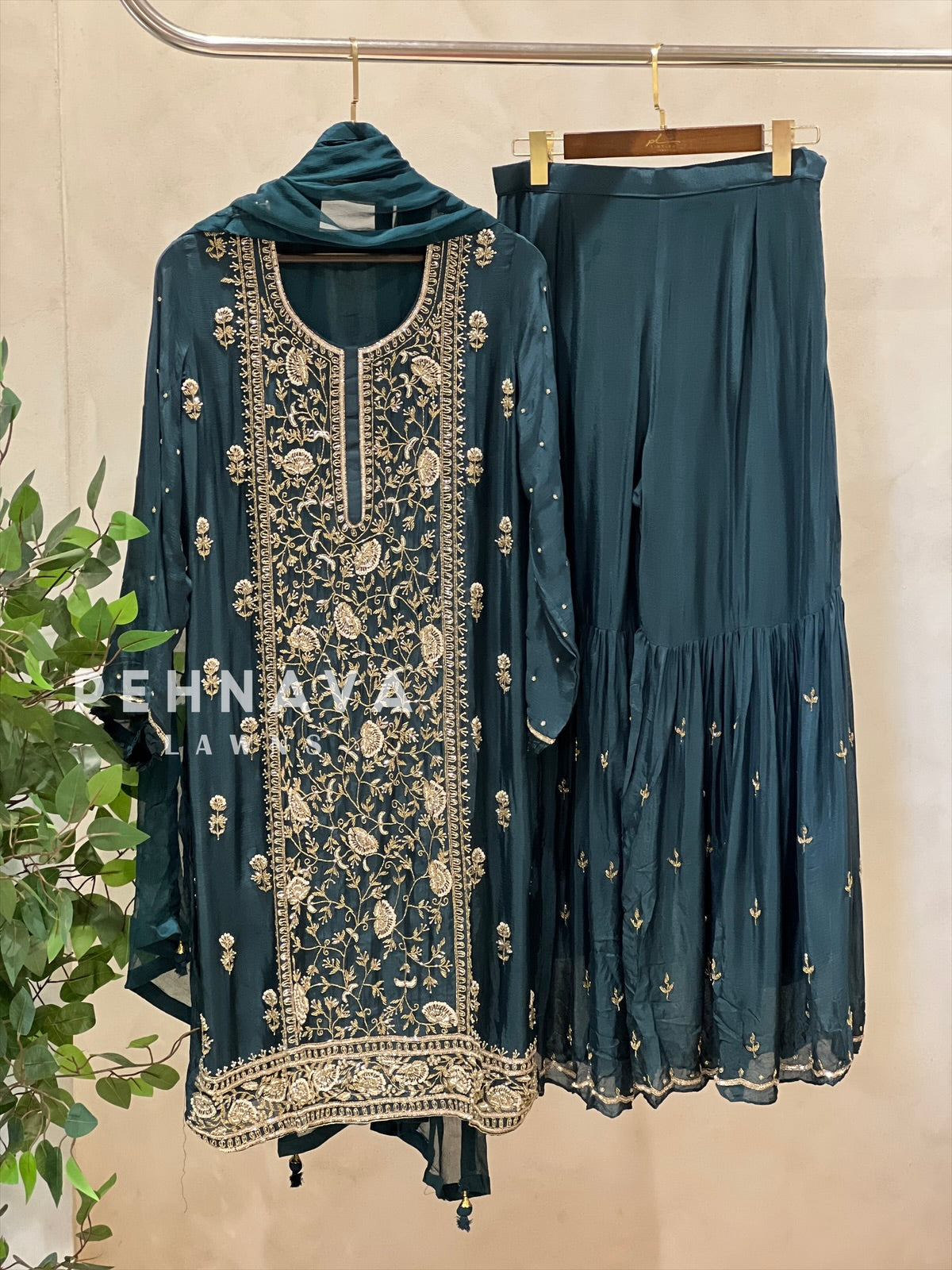 Heavily Handworked Sharara with Pure Chiffon Dupatta