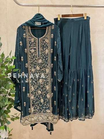 Heavily Handworked Sharara with Pure Chiffon Dupatta
