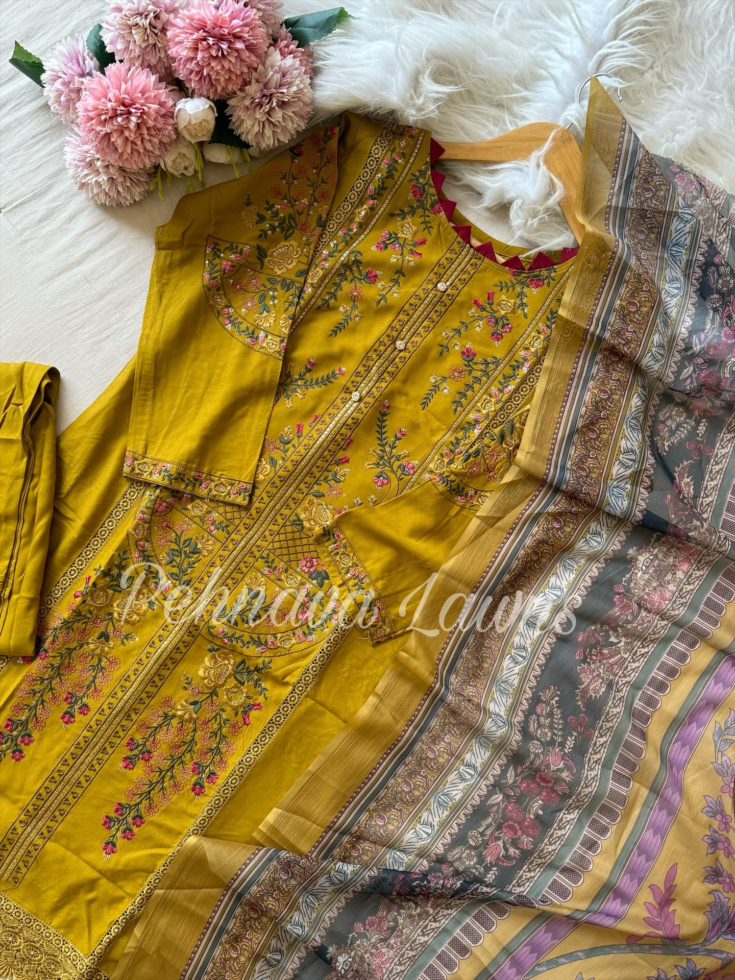 Fully embroidered Rayon suit-3560