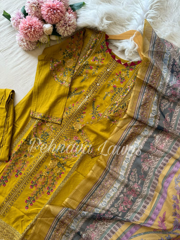 Fully embroidered Rayon suit-3560