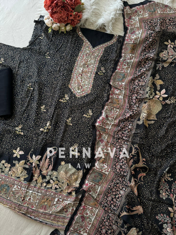 New Premium Black&White Muslin Suit-296