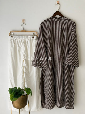Modest Striped Side-Slit Two Piece Set-B227