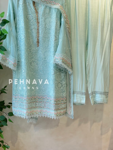 Agha Noor Formal Chiffon Sharara Ensemble