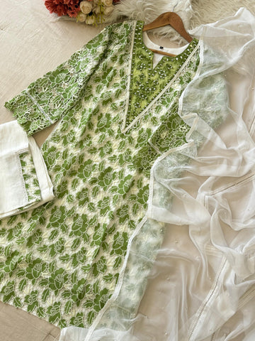 Glamorous Cutwork Suit Ft. Organza Dupata