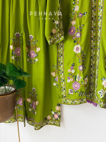 Floral Embroidered Three Piece Suit