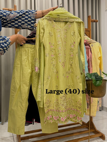 Signature Embroidered Three Piece Set
