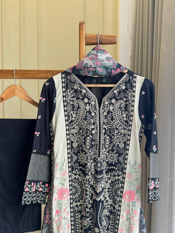 Binsaeed Pakistani Embroidered lawn Suit-0858