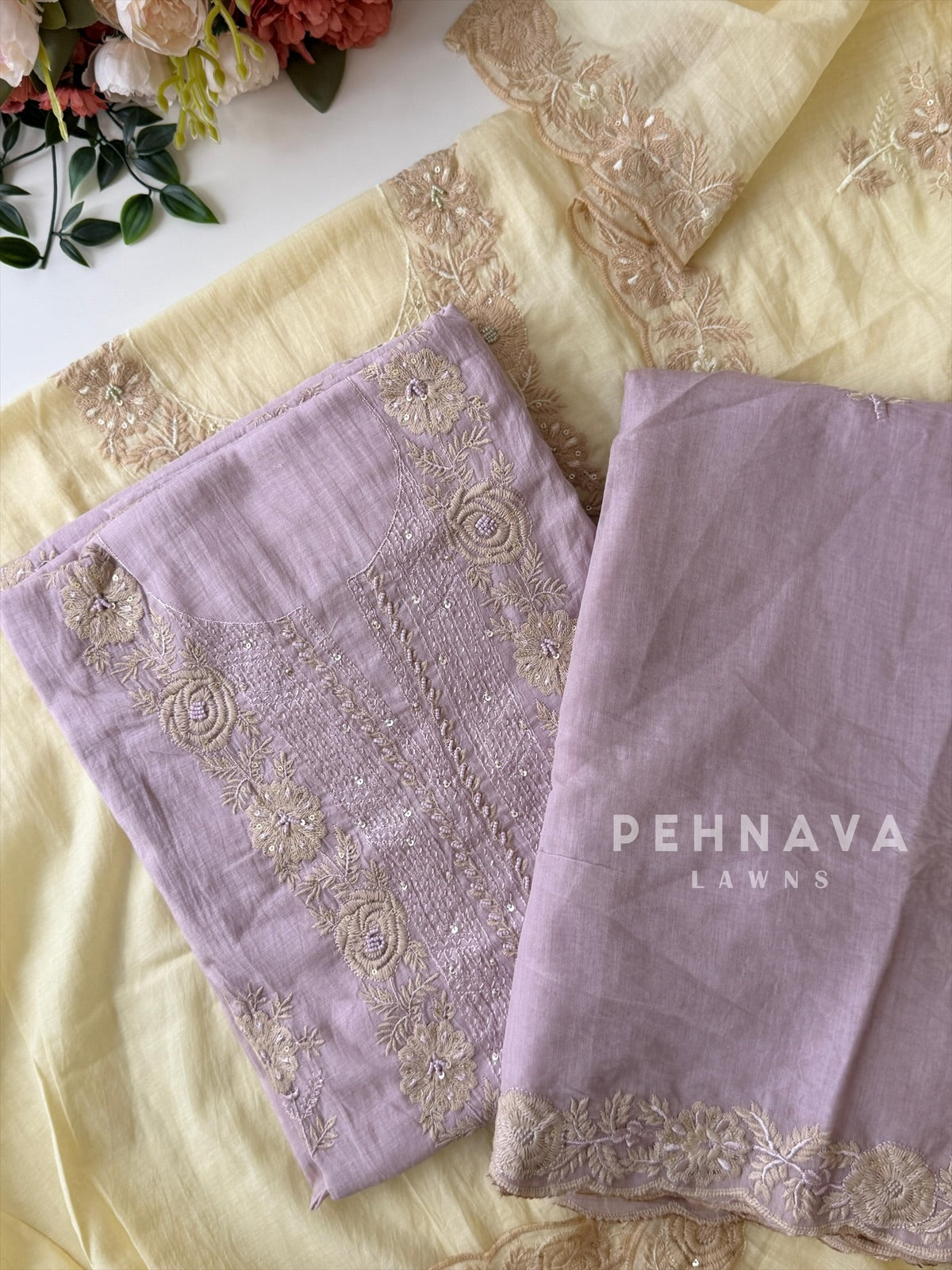 Embroidered Unstitched Chanderi Suit-2630