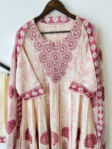 Pure cotton embroidered Anarakali suit - Pehnava Lawns