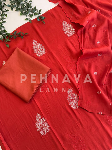Chanderi Embroidered Suit