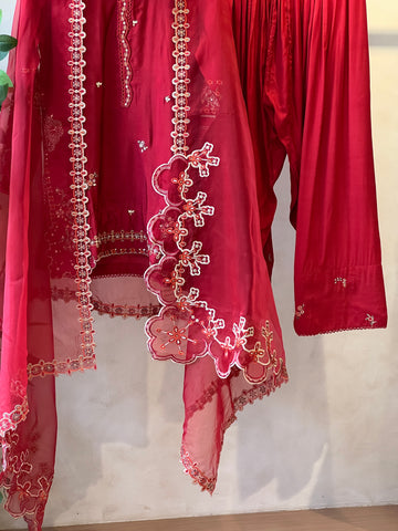Dhanak luxurious stitched embroidered suit DL-0333