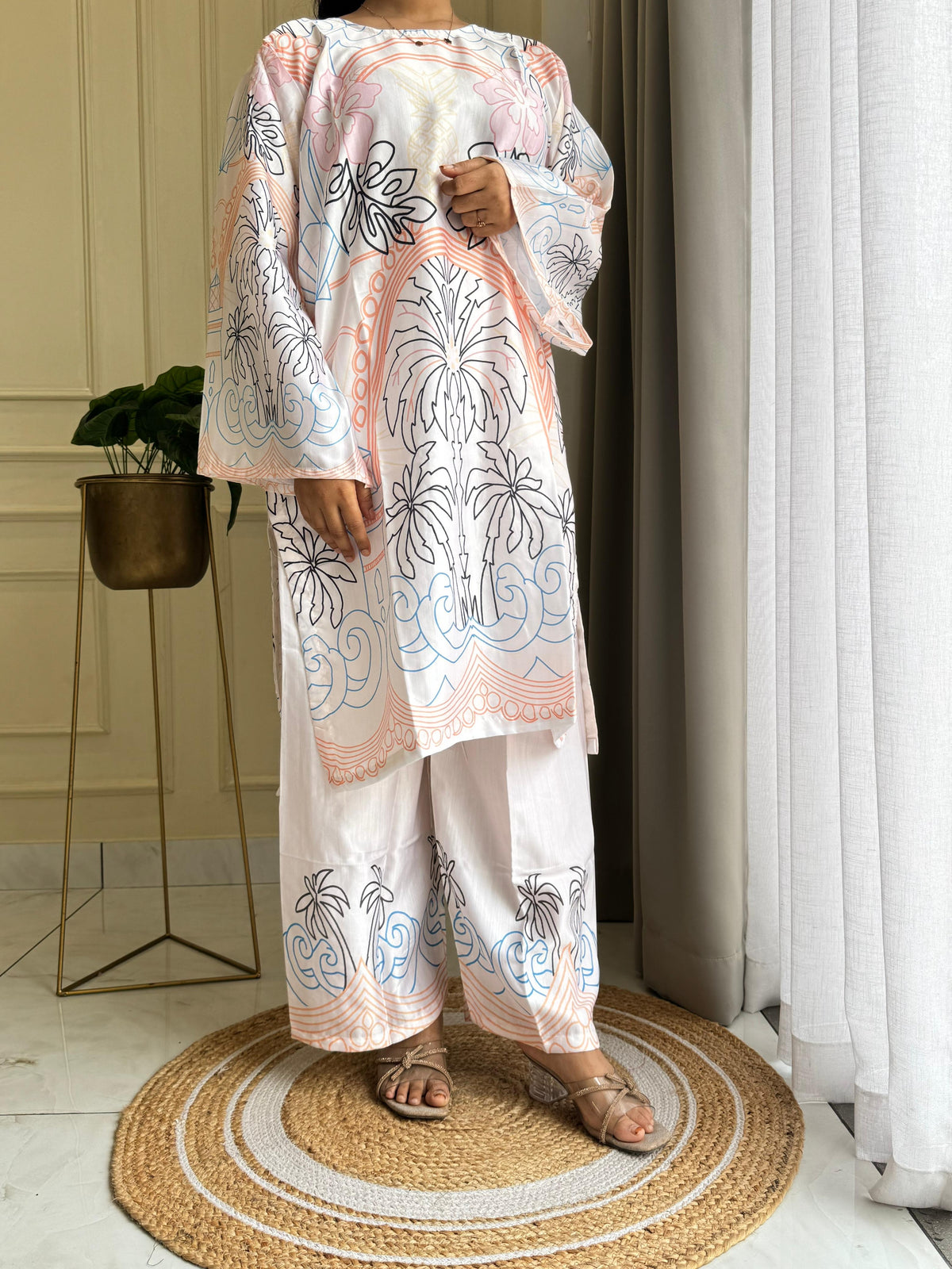 Modern Two Piece Co-Ord Set-Off White