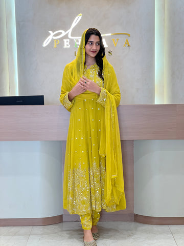 Heavy Handworked Anarkali Suit-6308 - Pehnava Lawns
