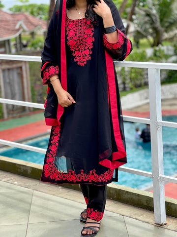 Georgette Black Party wear Dress