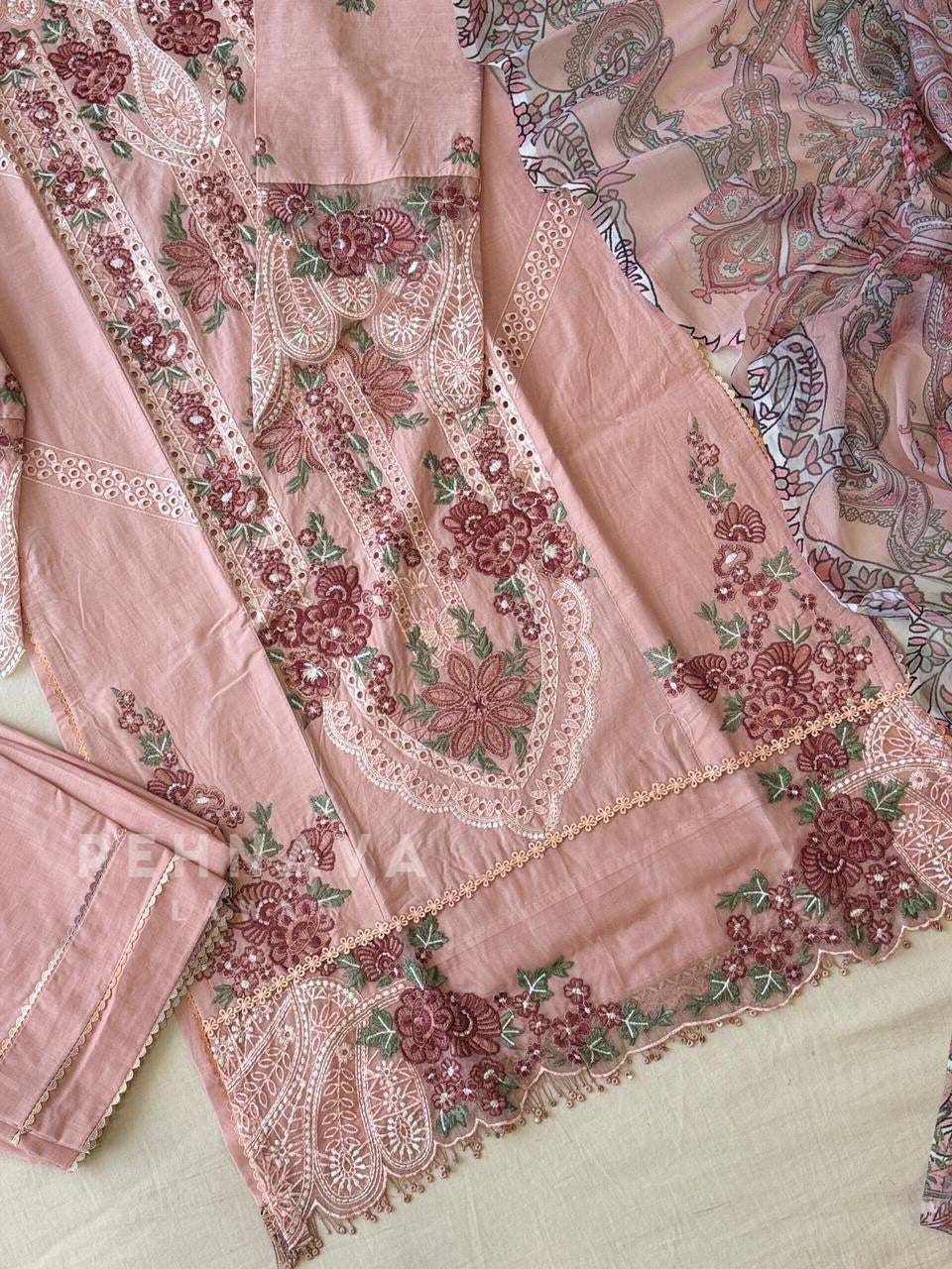 Peachy Blossom Unstitched Suit