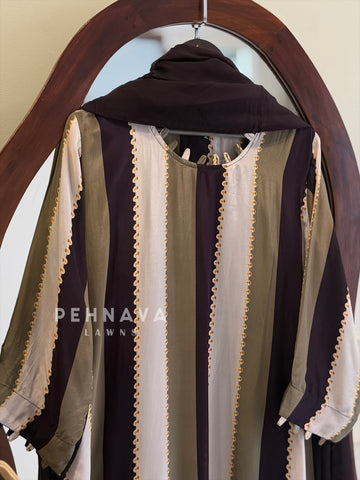 Striped Crepe Suit Set
