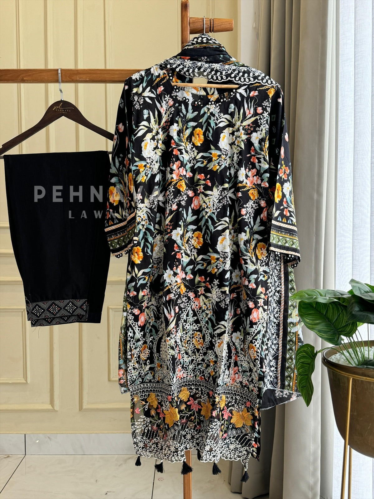 Printed Suit ft Embroidered  and Lace Detailing