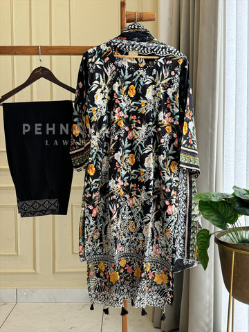 Printed Suit ft Embroidered  and Lace Detailing