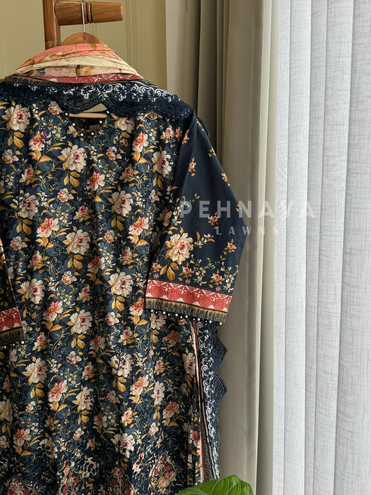 Printed Suit ft Embroidered  and Lace Detailing